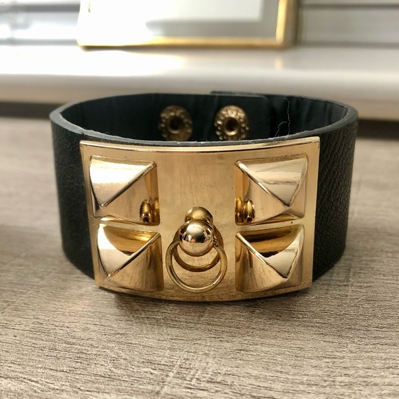 Black and Gold Women's Cuff Bracelet Set - Picture 3 of 5